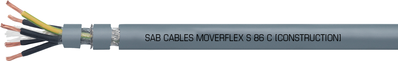 MOVERFLEX S 86 C : Câble de commande blindé PVC avec conducteurs numérotés pour chaines porte-câbles